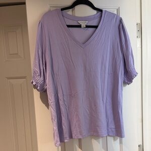 Liz Claiborne Light Purple V-Neck Top